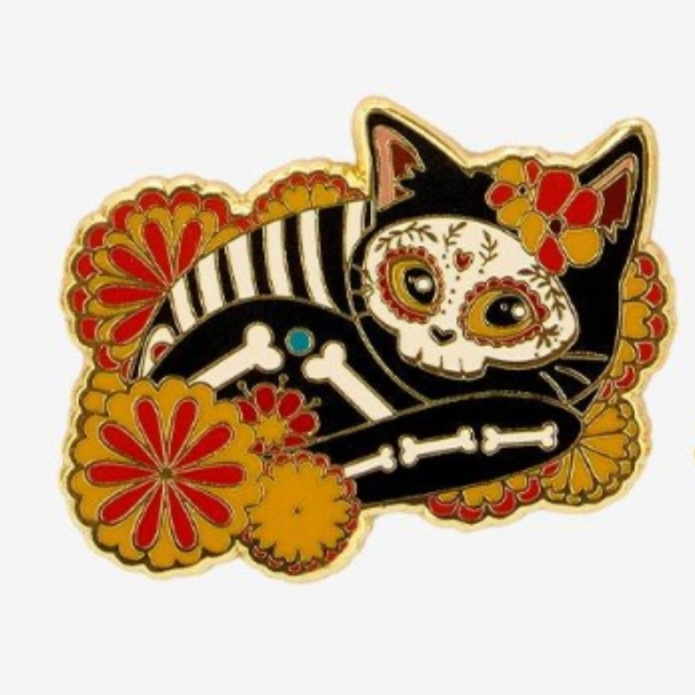 Loungefly Day Of The Dead Sugar Skull Cat Enamel Pin